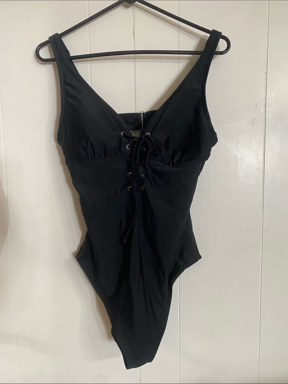 Black Lace-Up One Piece Swimsuit - Kids
